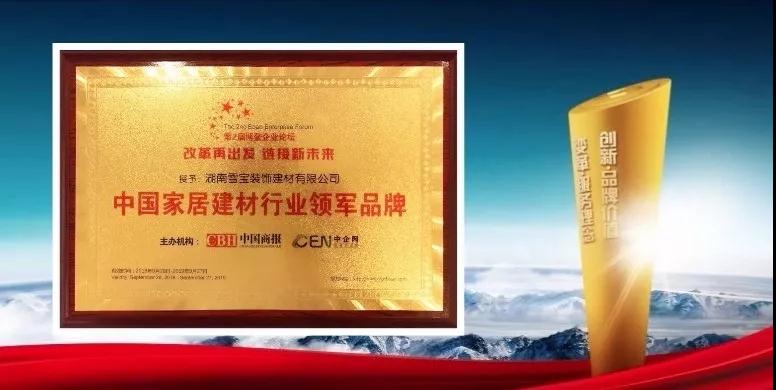 儿童房健康板雪宝荣获“中国家居建材行业领军品牌”